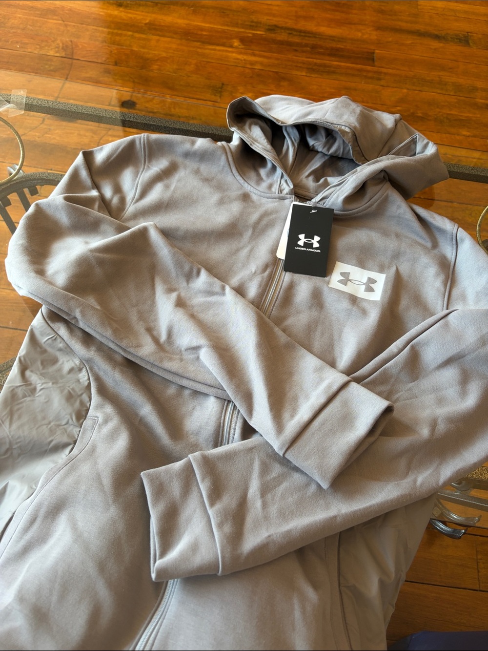 Under Armour Men's Light Gray Full-Zip Hooded Sweater